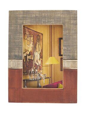 Two-Tone Buffalo Bone Frame, Mdf, Glass, and Iron Hardware 5" X 7" Photo